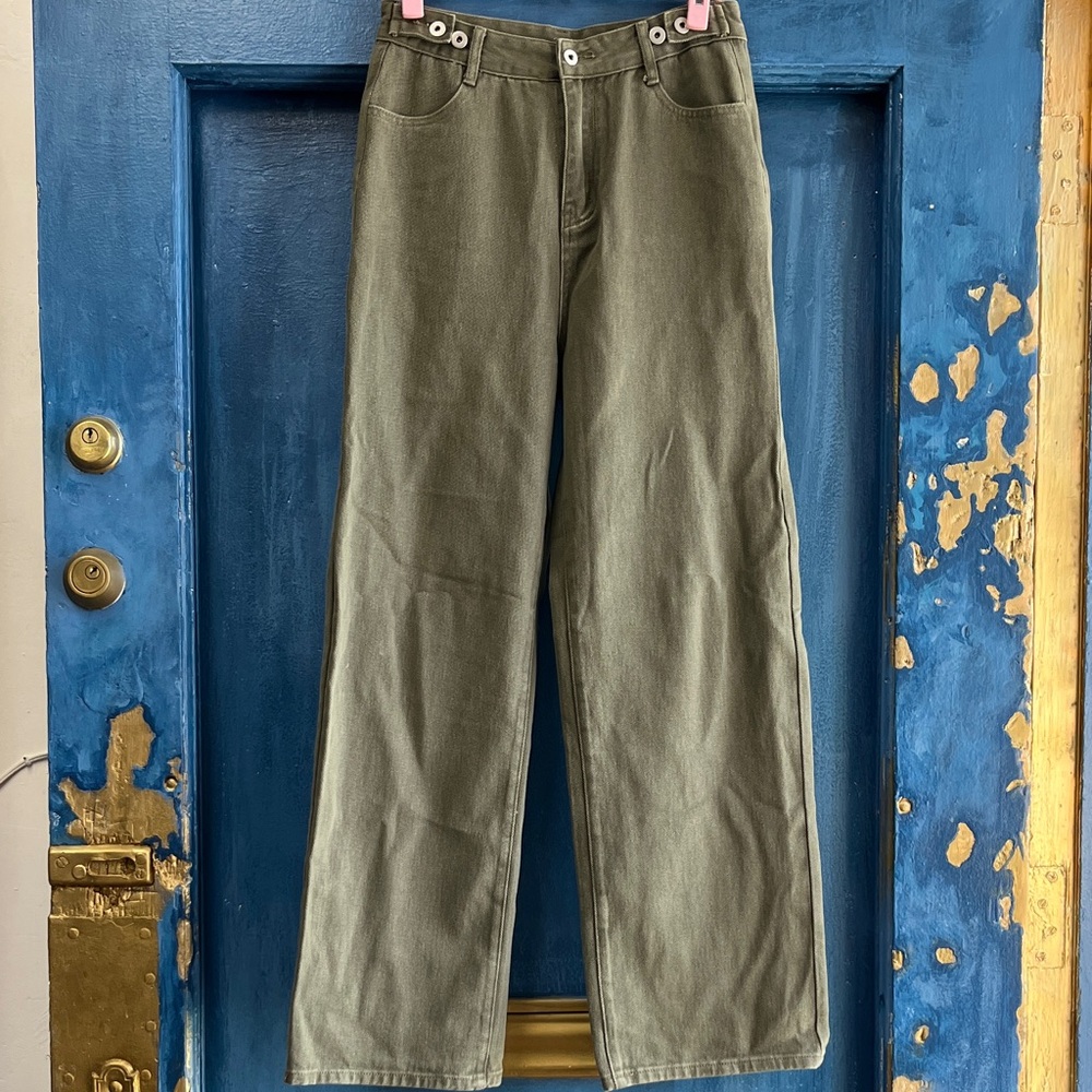 Cotton Commense Olive Wide-Leg Pants